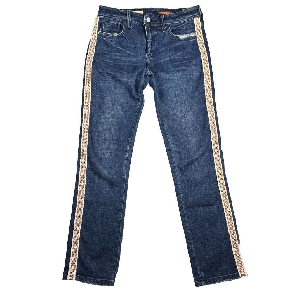 Anthropologie Pilcro Slim Boyfriend Crop Jeans Tribal Boho Side Stripe Womens 27